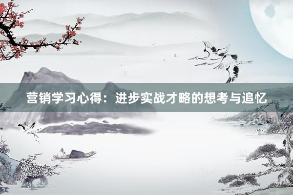 营销学习心得：进步实战才略的想考与追忆